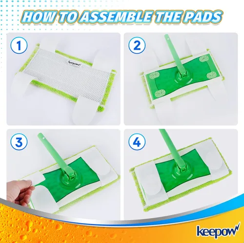 Miniatura 9 de KEEPOW Almohadillas reutilizables para trapeador compatibles con Swiffer Sweeper – Recambios de limpieza de pisos de microfibra lavables para uso