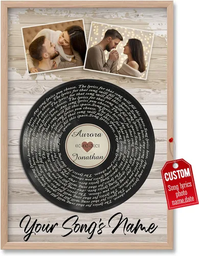 Miniatura 34 de H-DEWALL Póster personalizado de letras de canciones, regalos de cumpleaños para esposo para dormitorio, discos de vinilo, fotos, regalos para él