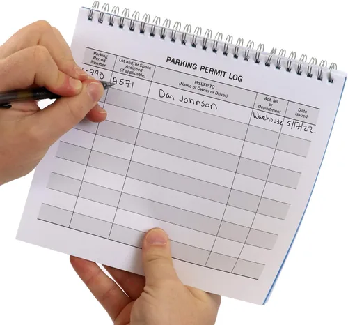 Miniatura 5 de SmartSign Libro de registro de permiso de estacionamiento pequeño - 7 x 8.5 pulgadas, diario de registro encuadernado con alambre, páginas impresas