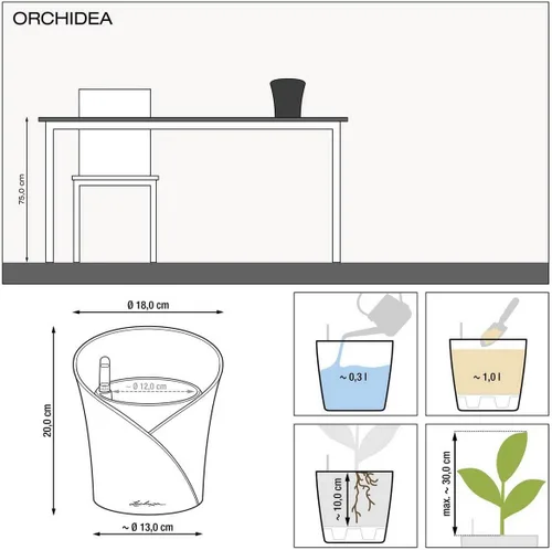 Miniatura 6 de Lechuza ORCHIDEA Taupe Matt, maceta de orquídea de riego automático, 7.1 pulgadas de alto 7.7 pulgadas