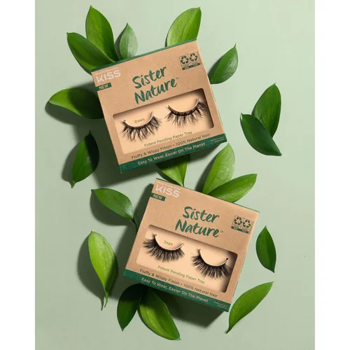 Miniatura 3 de Pestañas postizas KISS Sister Nature, "Dawn", 12 mm, 100% pelo natural, caja de papel reciclable, impresas con tinta de soja, sin crueldad, veganas