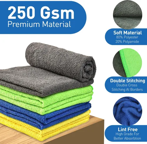 Miniatura 2 de Paño de limpieza de microfibra - Paquete de 12 - 4 colores surtidos - 12 x 12 pulgadas - Toalla de microfibra versátil y lavable para automóviles