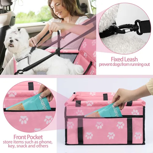 Miniatura 4 de Asiento de coche para perro plegable, asiento elevador de coche para perros impermeable transpirable Oxford, bolsa de viaje para perros pequeños a