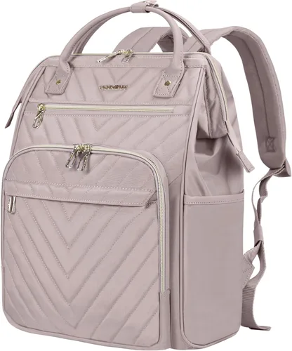 Miniatura 8 de VANKEAN Mochila para portátil de 17 pulgadas para mujeres y hombres, bolsa de trabajo de computadora de moda, Beige-café, 15,6 pulg., Moda