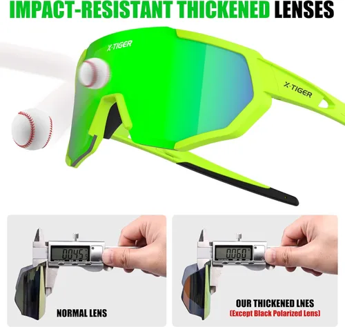 Miniatura 4 de X-TIGER Gafas de sol polarizadas para deportes con 5 lentes intercambiables, gafas de ciclismo para hombres y mujeres, para béisbol, correr, pesca