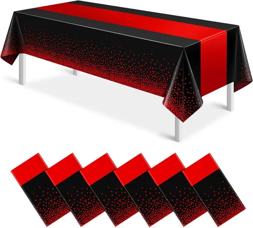 Miniatura 31 de MASHAN 1 mantel negro y azul para decoración de fiesta, mantel de plástico negro impreso azul, funda rectangular desechable para cumpleaños, boda