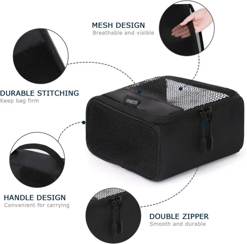 Miniatura 3 de BAGSMART - Juego de 7 cubos de embalaje para artículos esenciales de viaje, bolsas organizadoras ligeras de equipaje con bolsa para zapatos