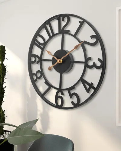 Miniatura 5 de Reloj de pared grande de 30 pulgadas, silencioso, sin tictac, funciona con pilas, moderno reloj de pared analógico redondo de metal redondo
