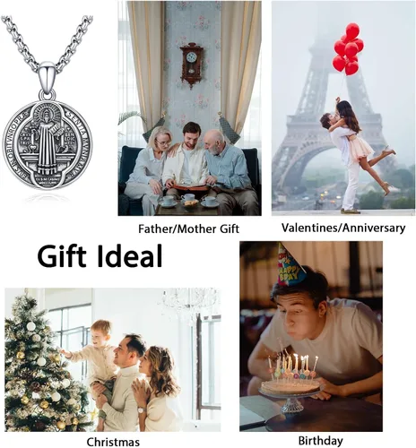 Miniatura 475 de Collar de plata de ley 925 con medalla de San Patrón, colgante de protección católica, amuleto, joyería religiosa para hombres y mujeres