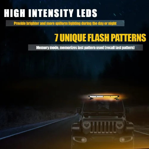 Miniatura 6 de 26" 54 LED 7 modo flash Asesor de tráfico de doble cara advertencia de emergencia seguridad vehículo techo superior barra de luz estroboscópica