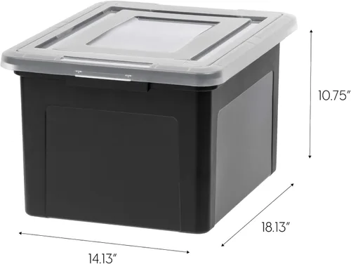 Miniatura 2 de IRIS USA Caja de archivos, organizador de archivos de plástico con tapas para archivos de cartas/legales, caja de documentos portátil para mudanza