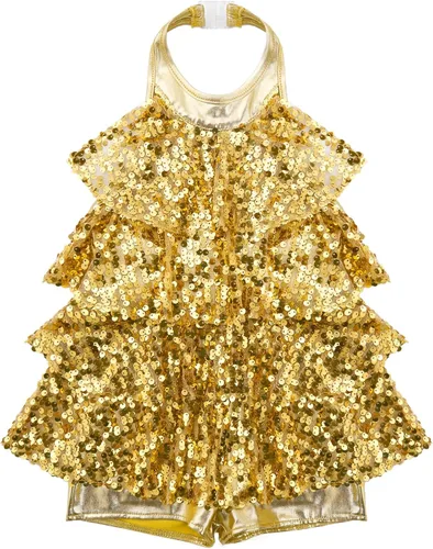 Miniatura 3 de Jowowha Vestido de ballet brillante para niñas, vestido de leotardo con falda para niños, tango latino, jazz, danza, vestido de danza del vientre