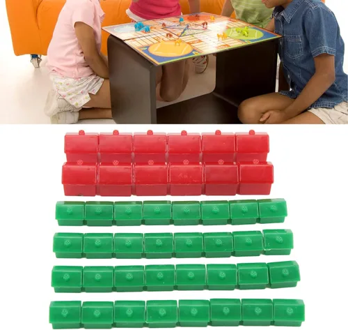 Piezas de repuesto para juegos de hotel, piezas de repuesto, 12 casas rojas y 32 casas verdes, juego de casas y hoteles de plástico, accesorios de
