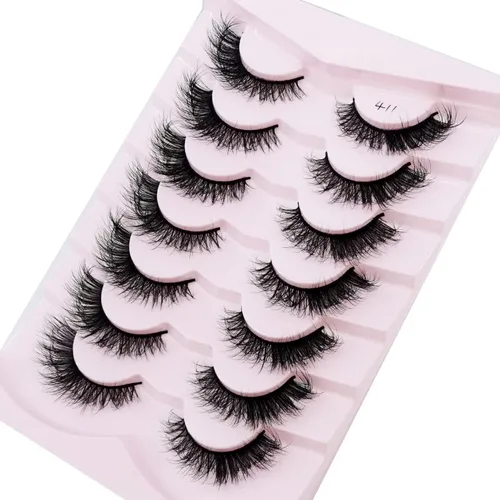 Miniatura 4 de 7 pares de pestañas de 0.984 in de largo, 100% pestañas de visón, pestañas postizas suaves y dramáticas de volumen, pestañas postizas gruesas