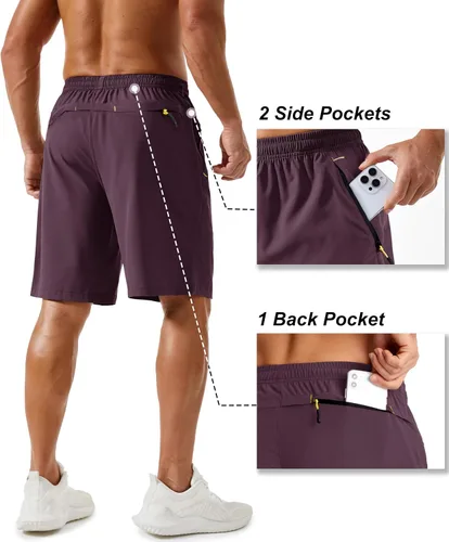 Miniatura 21 de TACVASEN Pantalones cortos deportivos para correr para hombre, 9 pulgadas, de secado rápido, pantalones cortos ligeros de verano, 3 bolsillos
