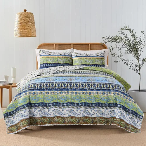 Miniatura 14 de HORIMOTE HOME Juego de edredón bohemio tamaño individual, color azul, bohemio, floral, suave, ligero, para todas las estaciones, colcha de granja