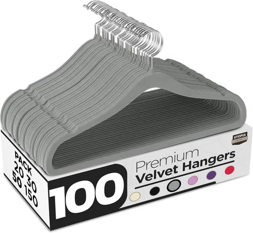 Miniatura 18 de Utopia Home Perchas de terciopelo paquete de 50 – Perchas antideslizantes con gancho giratorio de 360 grados – para pantalones, abrigos, camisas