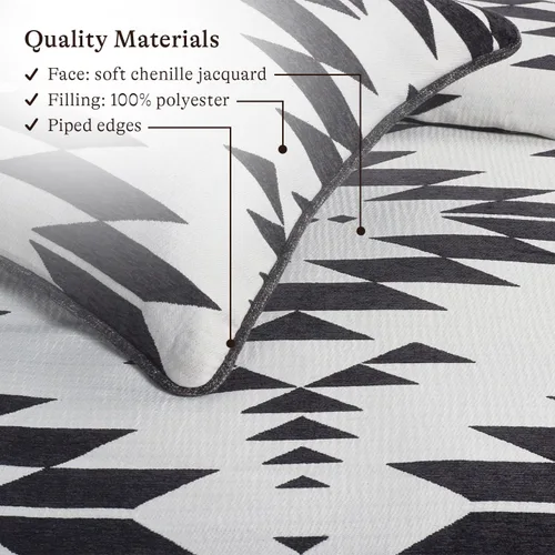 Miniatura 5 de HiEnd Accents Amelia Western Bedding - Juego de edredón de 3 piezas, tamaño Queen, diseño geométrico azteca del suroeste negro y blanco roto, juego