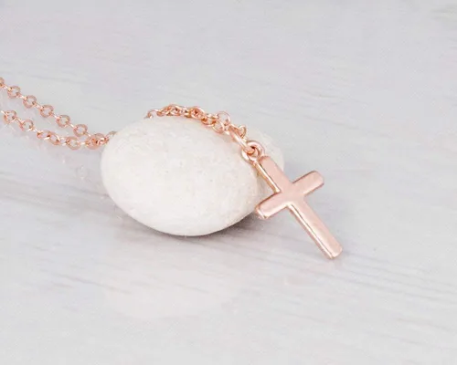 Miniatura 23 de Collar de cruz de oro para mujer, collares con colgante de cruz minimalista, longitud de 16 a 18 pulgadas, joyería cristiana hecha a mano, regalo