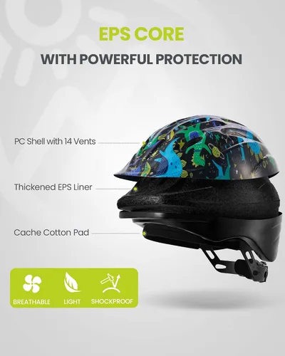 Miniatura 3 de OutdoorMaster Casco de bicicleta para niños, desde niños pequeños hasta jóvenes, casco de seguridad ajustable de unicornio para niños (edad 3-15)