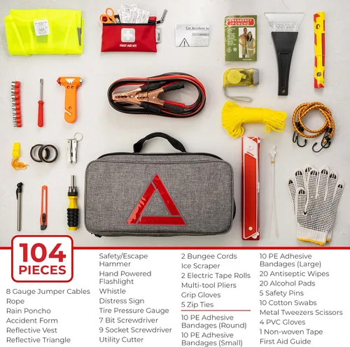 Miniatura 2 de Thrive Kits de emergencia para vehículos – Kit de emergencia para coche de carretera (104 piezas) – Kits de coche para emergencia – Kit de coche