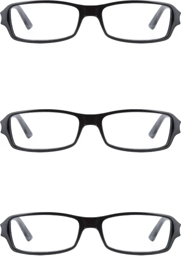 Miniatura 3 de Paquete de 3 lentes de lectura unisex con marco de plástico rectangular para hombres y mujeres