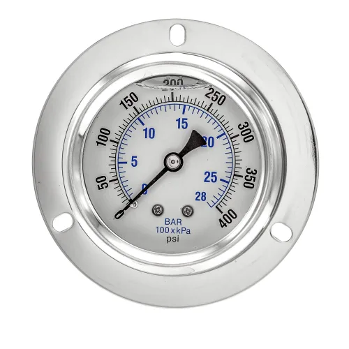 Miniatura 11 de PIC Gauges 204L-404F Manómetro de presión relleno de glicerina con brida frontal con carcasa SS/bisel, internos de latón, lente de PC, esfera de 4