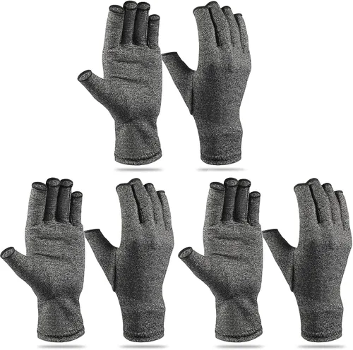 Miniatura 8 de Geyoga 3 pares de guantes de compresión para manos y artritis sin dedos, alivio de presión articular, para acolchar, costura, escribir, tareas