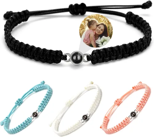 JUBOPE Pulseras personalizadas con fotos, pulsera de proyección con imagen en el interior, pulsera con imagen personalizada, regalo conmemorativo de