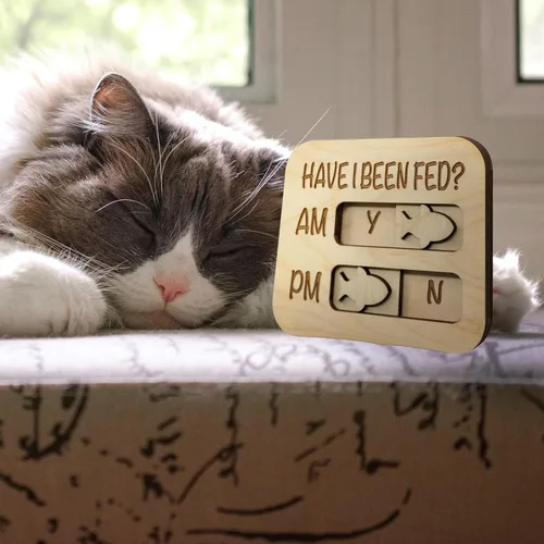 Miniatura 7 de JennyGems Recordatorio de alimentación para gatos, ¿He sido alimentado? Rastreador magnético de alimentación de gatos AM PM, control deslizante