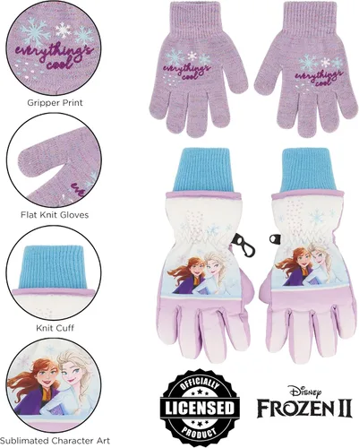 Miniatura 5 de Disney girls Winter Hat With Knit Mittens Set and Insulated Ski Ages 2-4 Or Frozen Knit Gloves and Glove Set Age 4-7