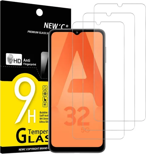 Miniatura 12 de NEW'C Paquete de 3 protectores de pantalla de vidrio templado diseñados para Samsung Galaxy A12, Galaxy A02s, resistente a los arañazos, sin