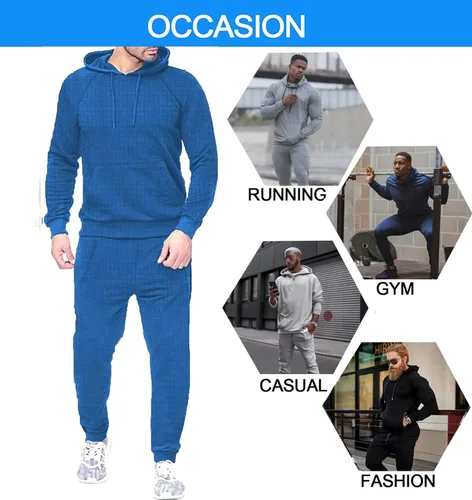 Miniatura 2 de COOFANDY Conjunto deportivo de 2 piezas con capucha y bolsillo para hombre
