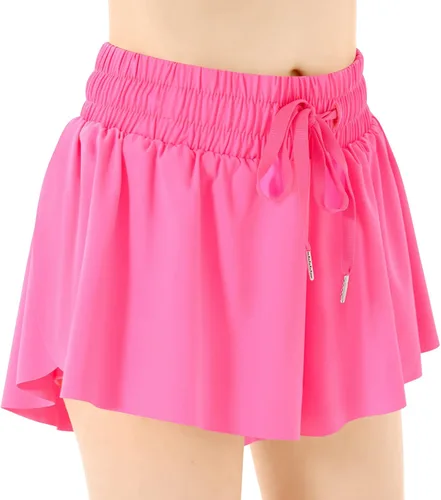 Pantalones cortos fluidos de mariposa con bolsillo 2 en 1, pantalones cortos atléticos para correr, para niñas, niños, entrenamiento activo y
