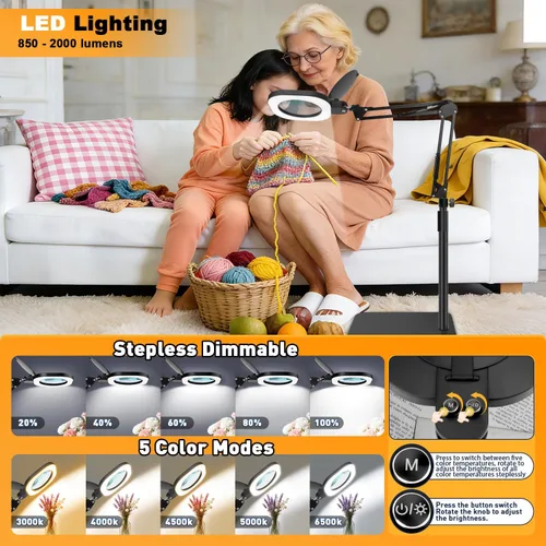 Miniatura 3 de Lupa 15X con luz y soporte, lámpara de aumento 3 en 1, lupa con iluminación LED de atenuación continua, lupas iluminadas para trabajo cercano
