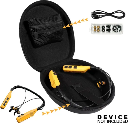 Miniatura 3 de Funda compatible con auriculares DEWALT con banda para el cuello y auriculares 2 en 1 con altavoces integrados (negro)