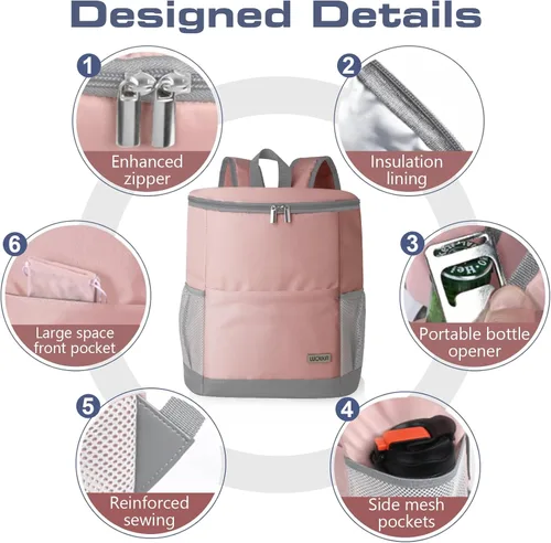 Miniatura 3 de Mochila Nevera Aislada para Exteriores - Mochila Nevera a Prueba de Fugas 30 Latas, Bolsa Nevera Impermeable Ligera para Retención de Calor/Frío