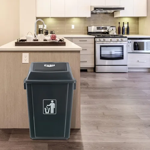 Miniatura 4 de Kekow Paquete de 4 cubos de basura de plástico con tapa, cubo de basura GraySwing Top, 13 galones Swing Top Lid Design, Durable Plastic