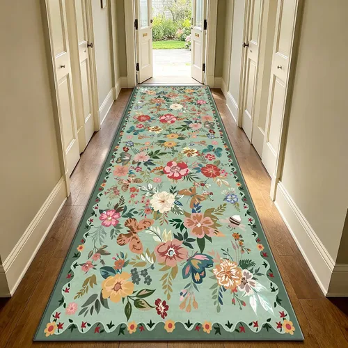 Miniatura 51 de Ukeler - Alfombra rústica con diseño floral para sala, dormitorio, comedor, Country rústico, Azul (luxury blue)