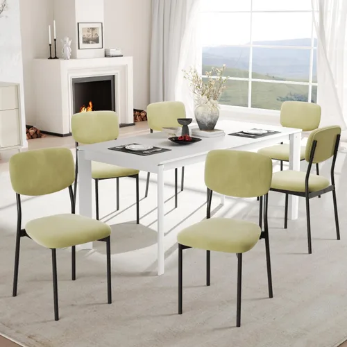Miniatura 13 de Einhomn Juego de sillas de comedor tapizadas, modernas sillas de comedor apilables con respaldo de terciopelo suave, sillas de cocina con patas