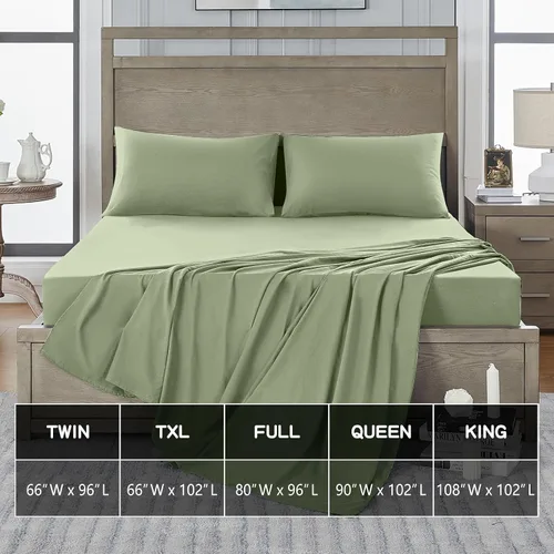 Miniatura 5 de FreshCulture Sábana Plana Twin - Sábana Plana Twin de Calidad Hotelera Únicamente - Sábana Superior de Microfibra Cepillada - Ultra Suave y Verde