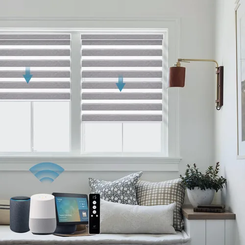 Miniatura 15 de SmartWings - Persianas motorizadas de cebra con control remoto, persianas de filtrado de luz inteligentes y semitransparentes para ventanas