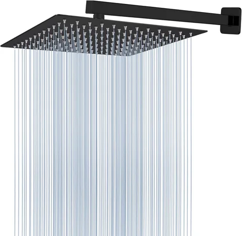 Miniatura 11 de Voolan Cabezal de ducha totalmente de metal con brazo de extensión, cabezales de ducha de lluvia tipo cascada de acero inoxidable, cabezal de ducha