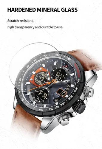 Miniatura 4 de NAVIFORCE Relojes digitales militares para hombre reloj analógico de cuarzo impermeable reloj deportivo multifuncional de cuero