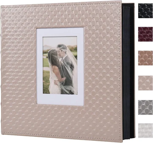 Miniatura 11 de RECUTMS - Álbumes de fotos de 60 páginas con tapa de cuero para manualidades, álbum de fotos autoadhesivo de 4x6, 5x7, 8x10, álbum de fotos Rosa