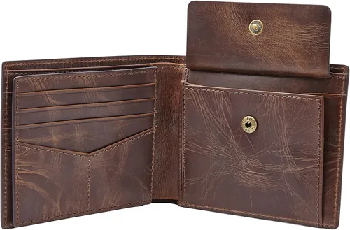 Miniatura 3 de Fossil Mens Derrick Leather RFID-Blocking Large Bifold with Coin Pocket Wallet