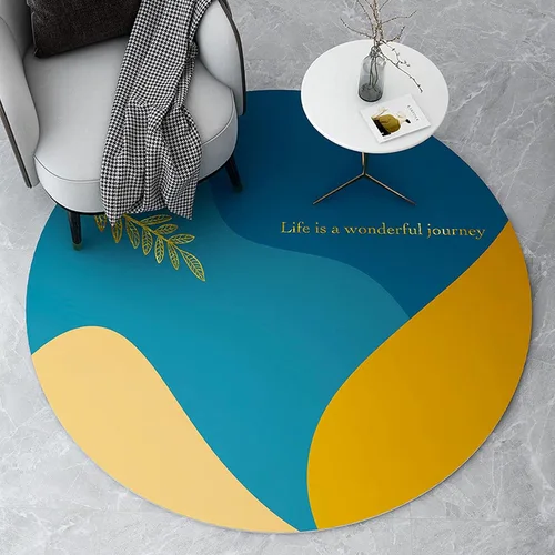 Nordic Round Area Rugs Orange Blue Circular Carpet for Living Room Bedroom Bedside Rugs Home Floor Decor Mat - 60cm 80cm 100cm 120cm 140cm (Size :