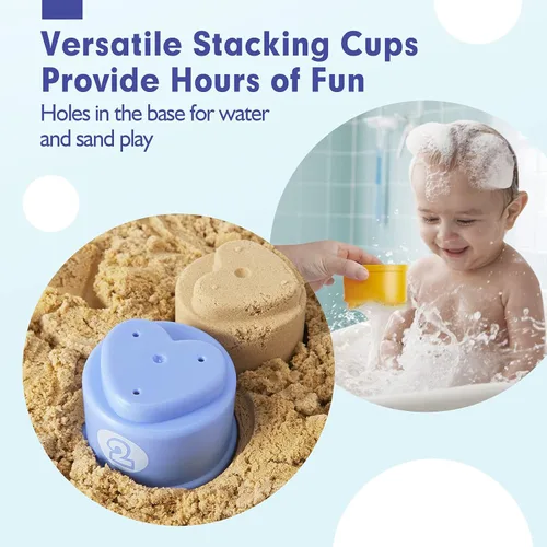 Miniatura 6 de hahaland Juguetes apilables para niños pequeños de 1 a 3 años – Vasos apilables – Juguete para niños de 1 a 2 años de edad Juguetes Montessori