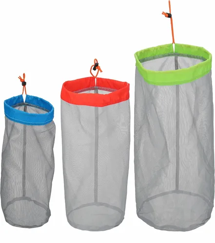 Alemon Bolsas ligeras de malla transparente, bolsa de almacenamiento de nailon con cordón para camping, viajes, senderismo, juego de 3