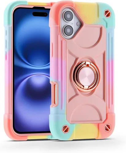 Miniatura 92 de MARKILL Funda compatible con iPhone 15 de 6.1 pulgadas con soporte integrado, [grado militar resistente de cuerpo completo] protección contra Rosa